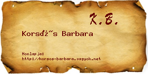 Korsós Barbara névjegykártya