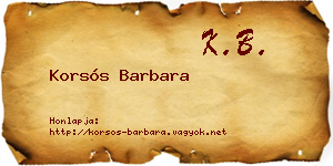 Korsós Barbara névjegykártya